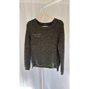 $148 OBEY N°89 Women's Olive Green Textured Sweater "What We Do Is‎ Secret" XS